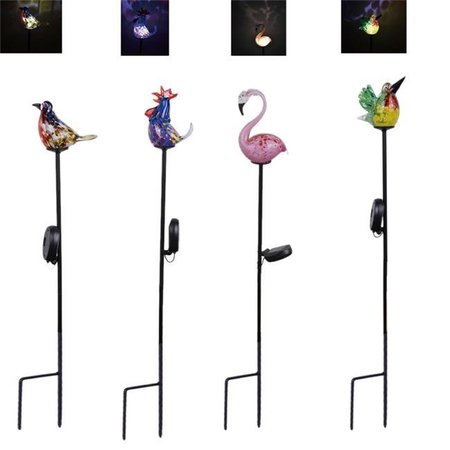 MEADOW CREEK Meadow Creek 8016080 31 in. Glass Bird Solar Garden Stake; Assorted Color - Case of 8 8016080